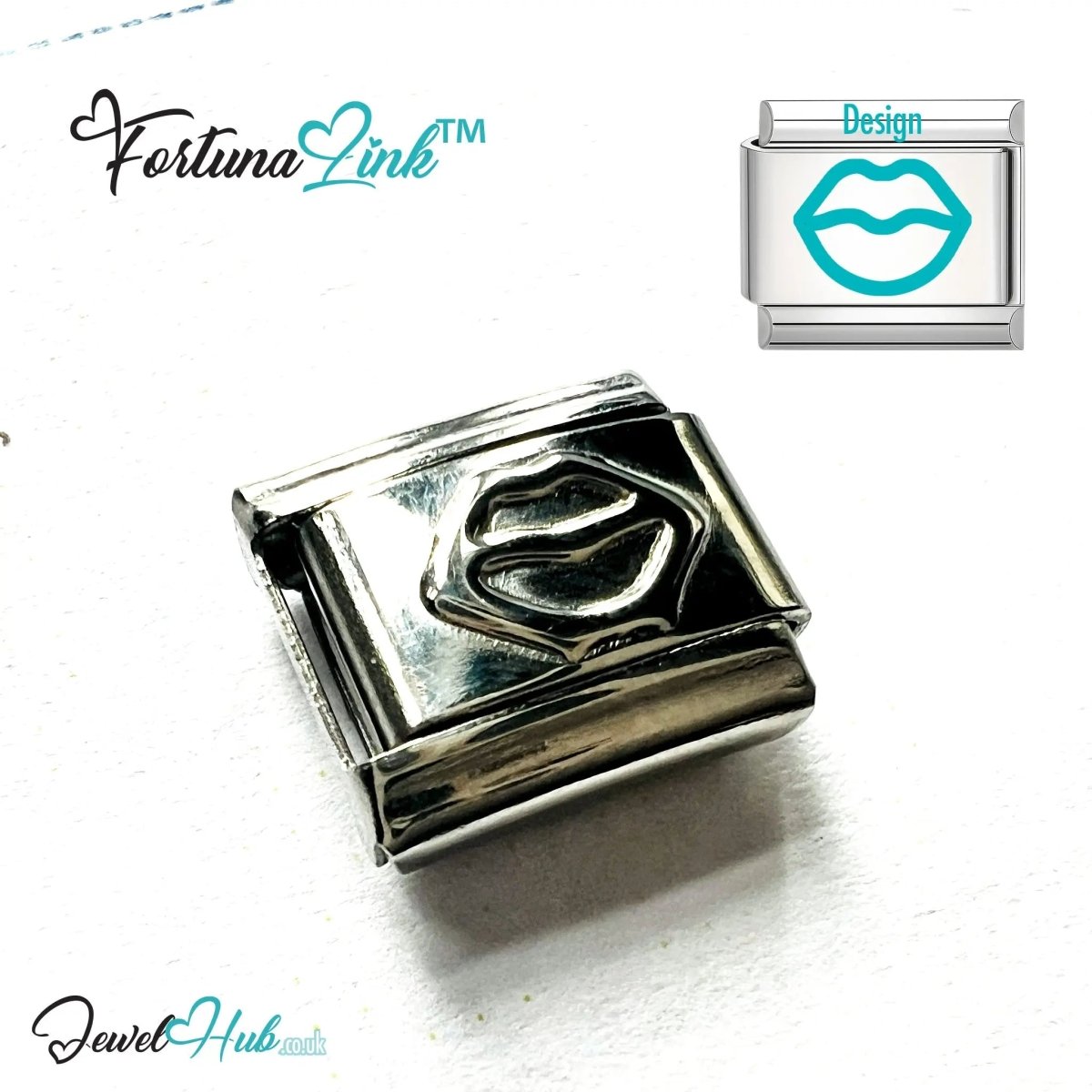 Italian Bracelet Charm by FortunaLink™ Silver Stainless Steel Charm - JewelHub.co.uk