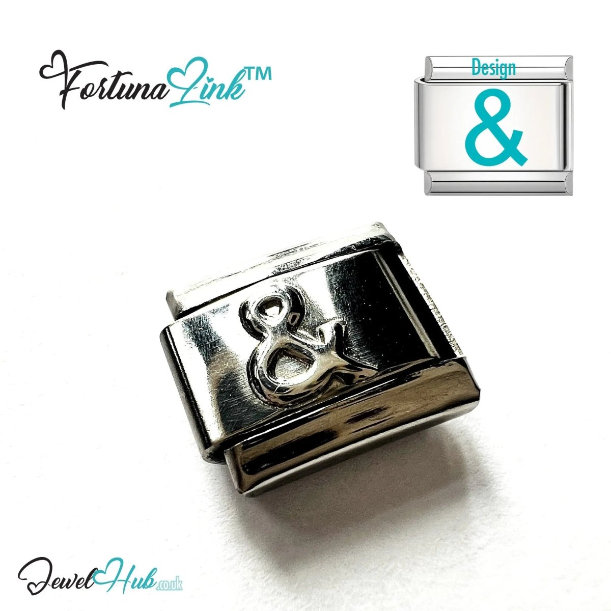 Italian Bracelet Charm by FortunaLink™ Silver Stainless Steel Charm - JewelHub.co.uk