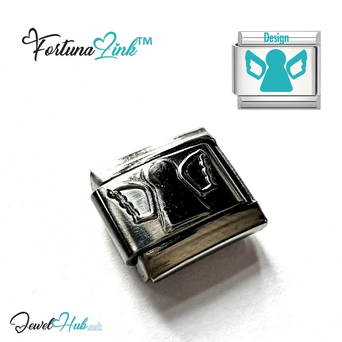 Italian Bracelet Charm by FortunaLink™ Silver Stainless Steel Charm - JewelHub.co.uk