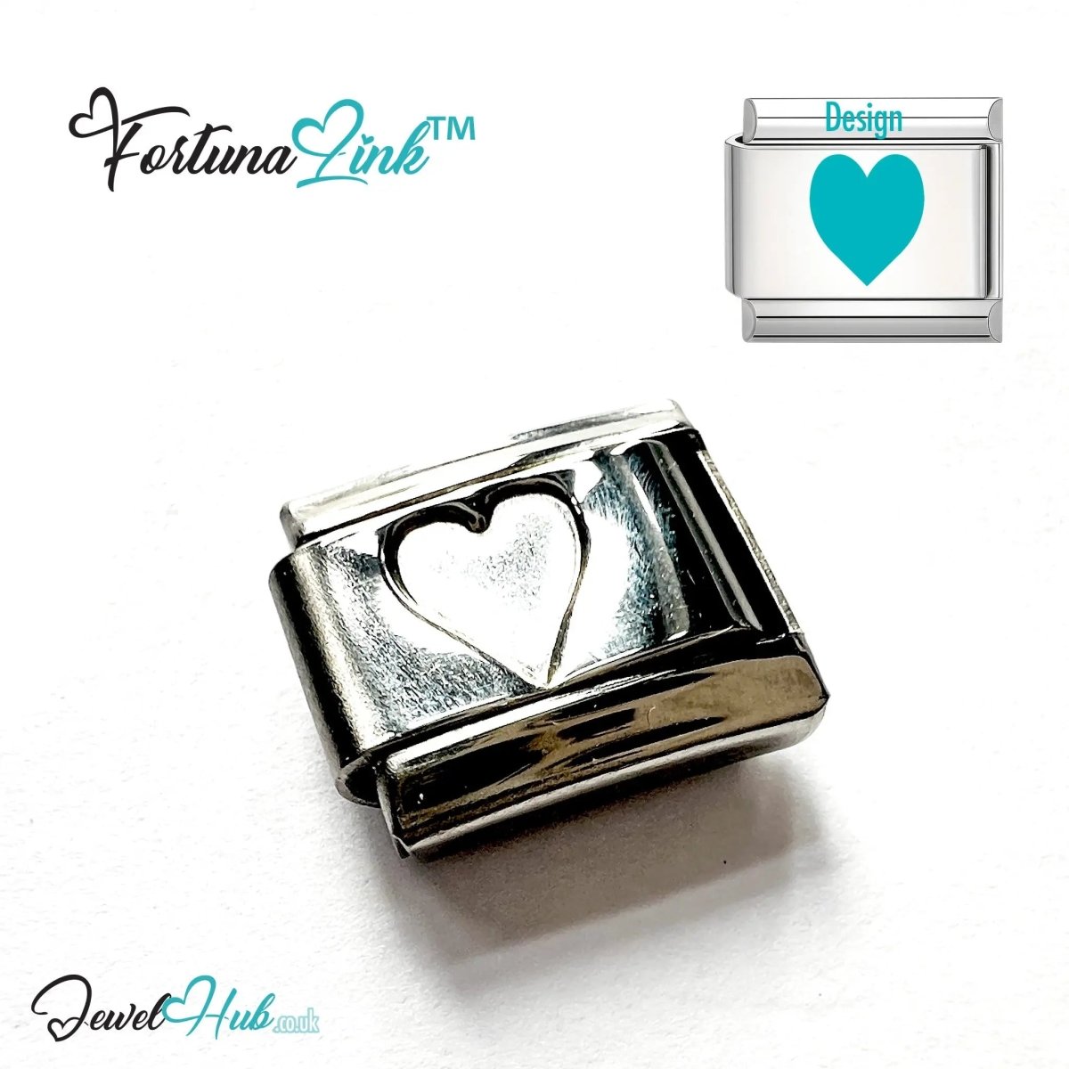 Italian Bracelet Charm by FortunaLink™ Silver Stainless Steel Charm - JewelHub.co.uk