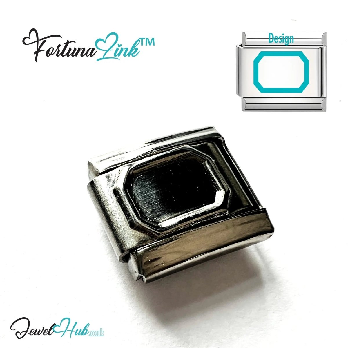 Italian Bracelet Charm by FortunaLink™ Silver Stainless Steel Charm - JewelHub.co.uk