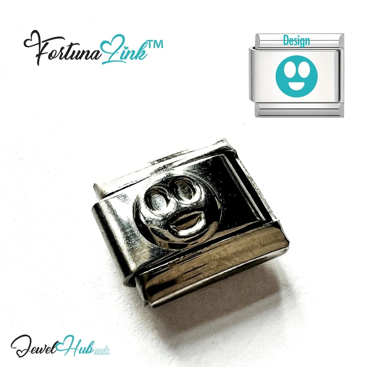 Italian Bracelet Charm by FortunaLink™ Silver Stainless Steel Charm - JewelHub.co.uk