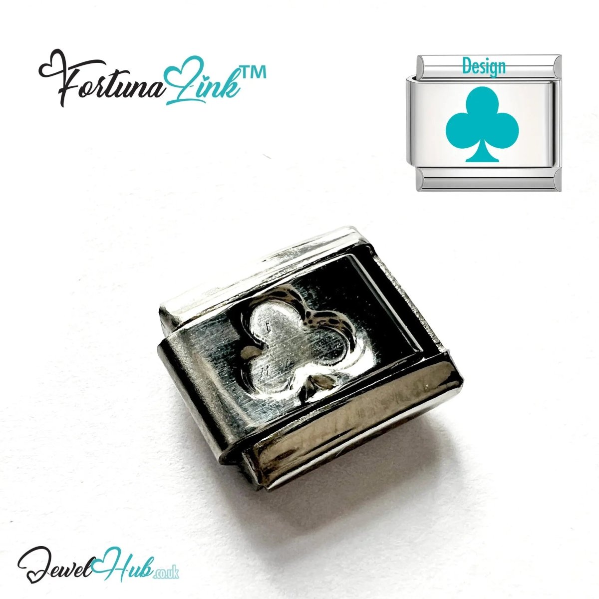 Italian Bracelet Charm by FortunaLink™ Silver Stainless Steel Charm - JewelHub.co.uk