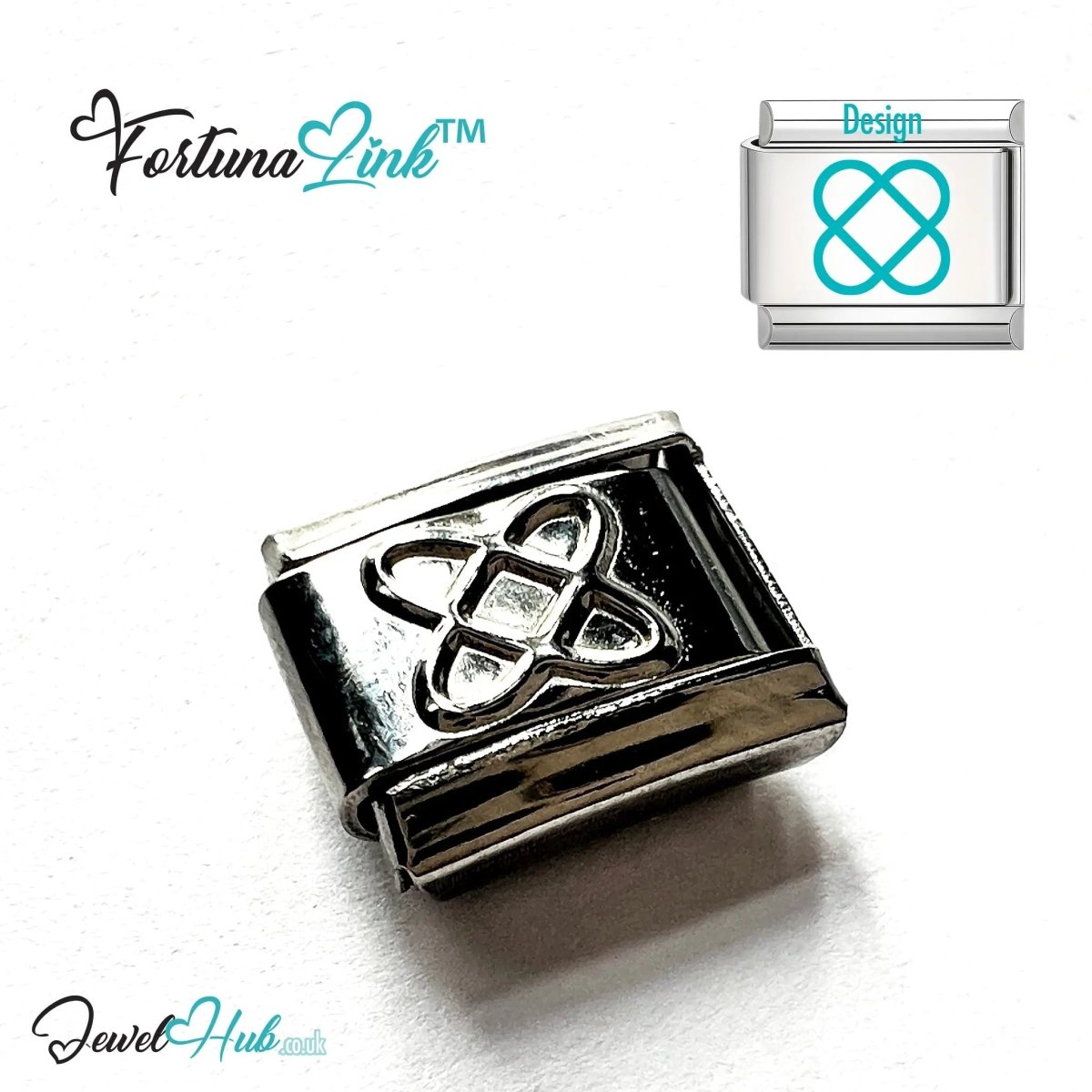 Italian Bracelet Charm by FortunaLink™ Silver Stainless Steel Charm - JewelHub.co.uk