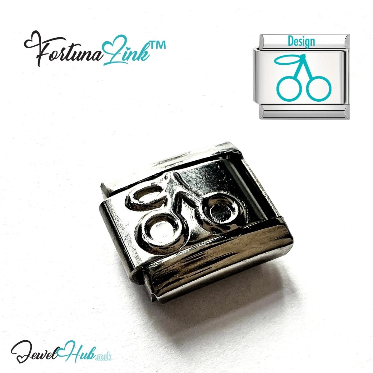 Italian Bracelet Charm by FortunaLink™ Silver Stainless Steel Charm - JewelHub.co.uk