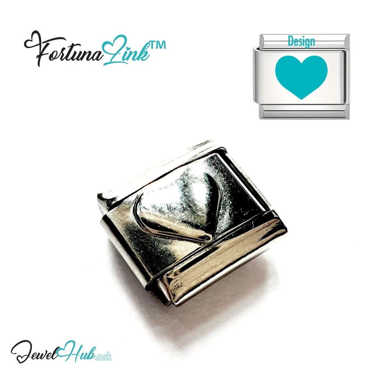 Italian Bracelet Charm by FortunaLink™ Silver Stainless Steel Charm - JewelHub.co.uk