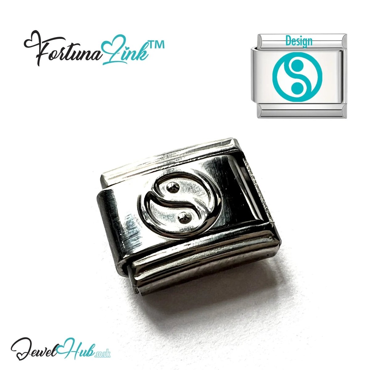 Italian Bracelet Charm by FortunaLink™ Silver Stainless Steel Charm - JewelHub.co.uk