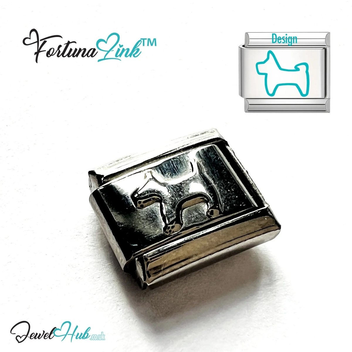 Italian Bracelet Charm by FortunaLink™ Silver Stainless Steel Charm - JewelHub.co.uk