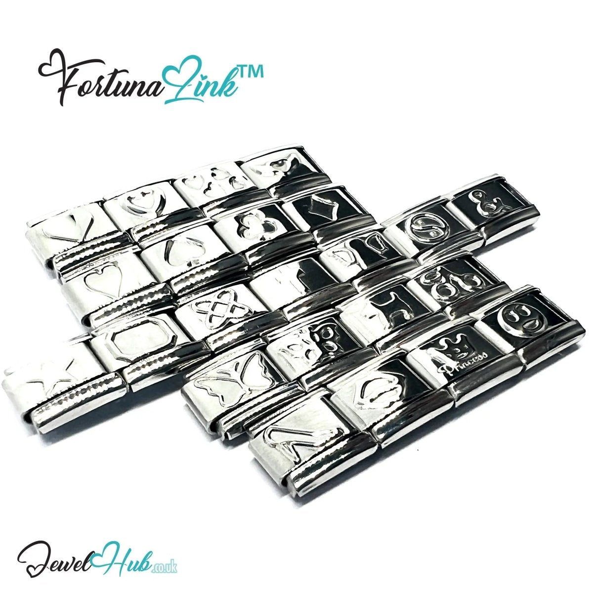 Italian Bracelet Charm by FortunaLink™ Silver Stainless Steel Charm - JewelHub.co.uk