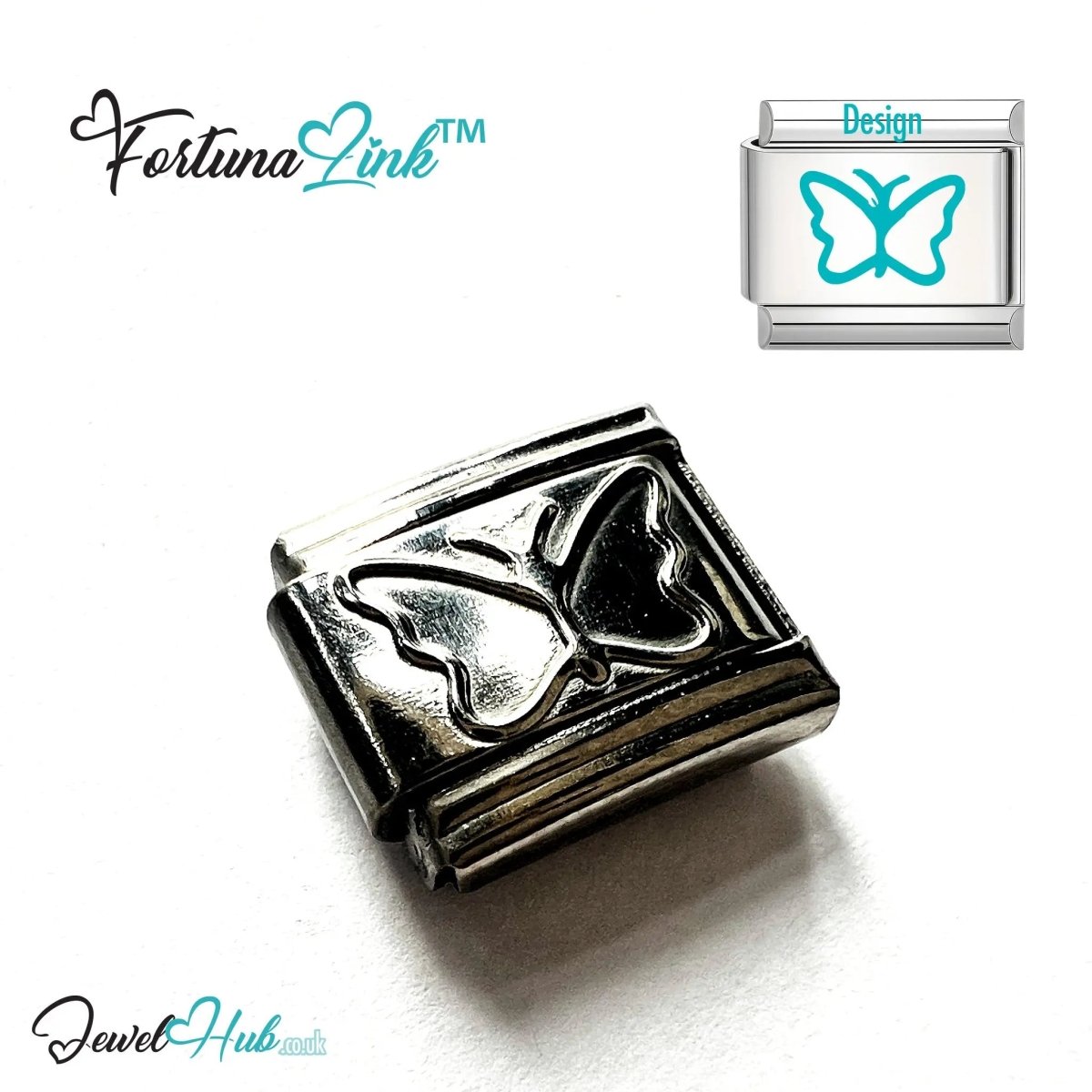 Italian Bracelet Charm by FortunaLink™ Silver Stainless Steel Charm - JewelHub.co.uk