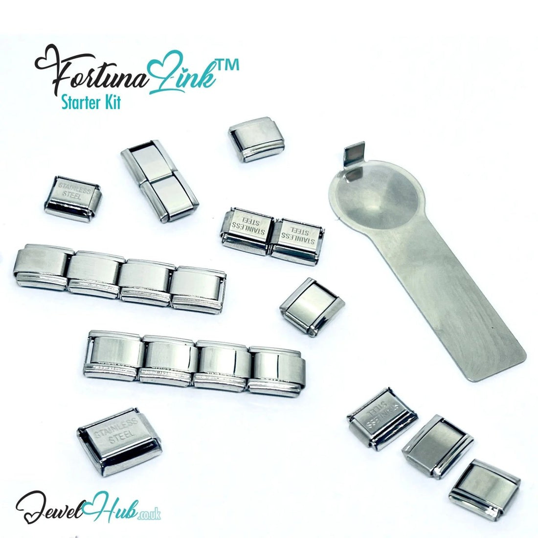 Italian Charm Bracelet by FortunaLink™ – 18 - Link Modular Starter Bundle - JewelHub.co.uk