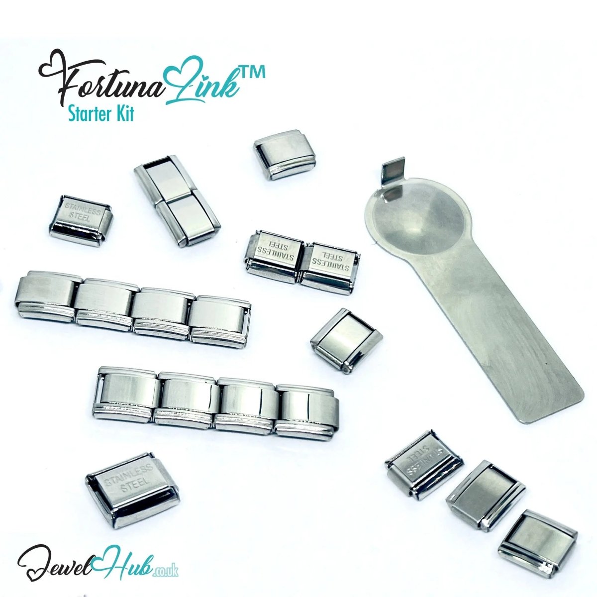 Italian Charm Bracelet by FortunaLink™ – 18 - Link Modular Starter Bundle - JewelHub.co.uk