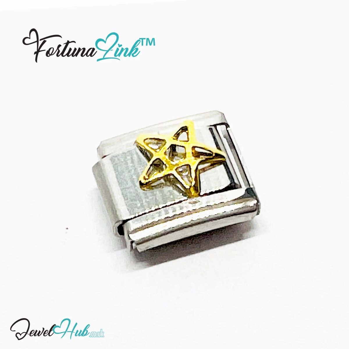 Italian Charm Bracelet (Gold) FortunaLink™ Stainless Steel Designs for Daily Meaning & Modular Style - JewelHub.co.uk