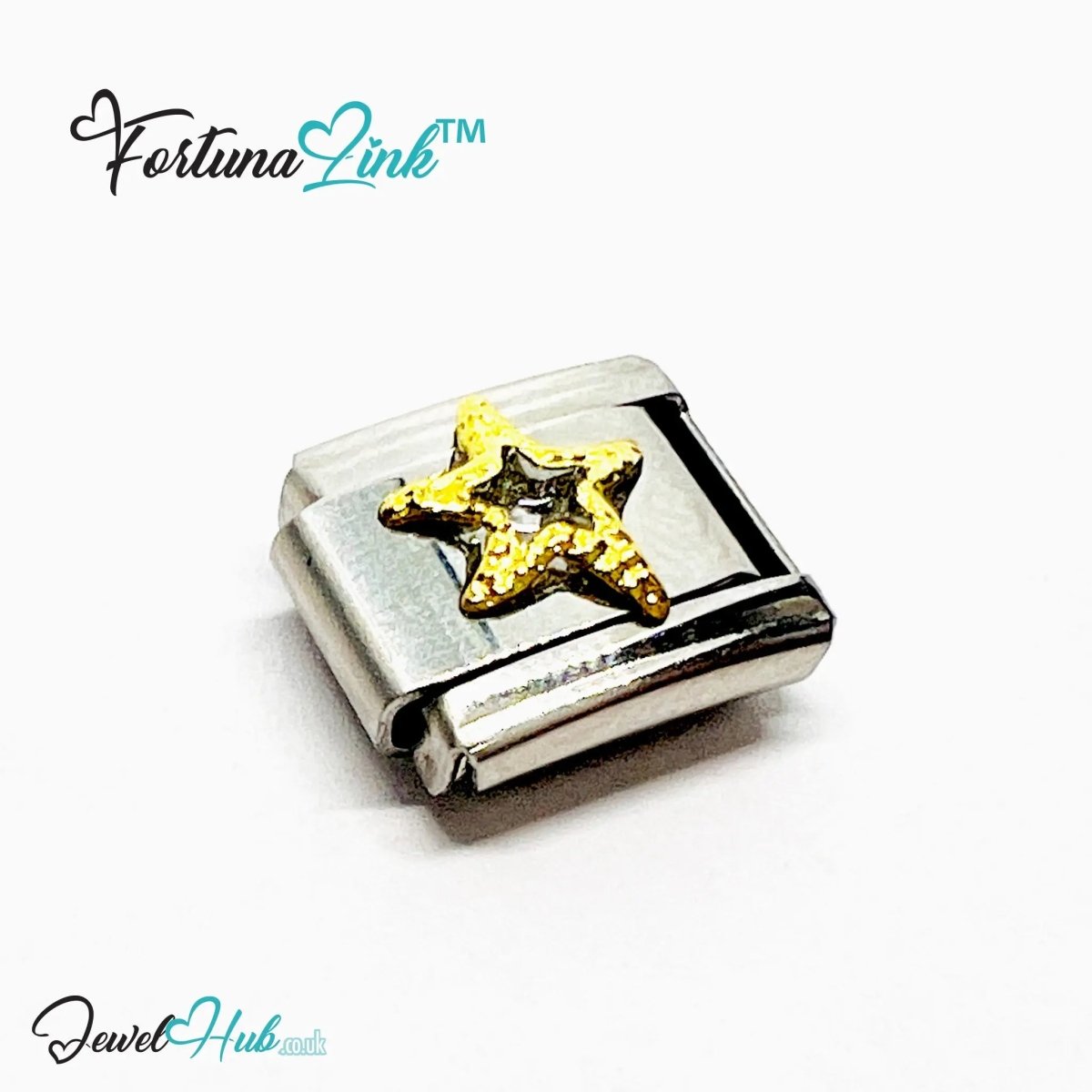 Italian Charm Bracelet (Gold) FortunaLink™ Stainless Steel Designs for Daily Meaning & Modular Style - JewelHub.co.uk