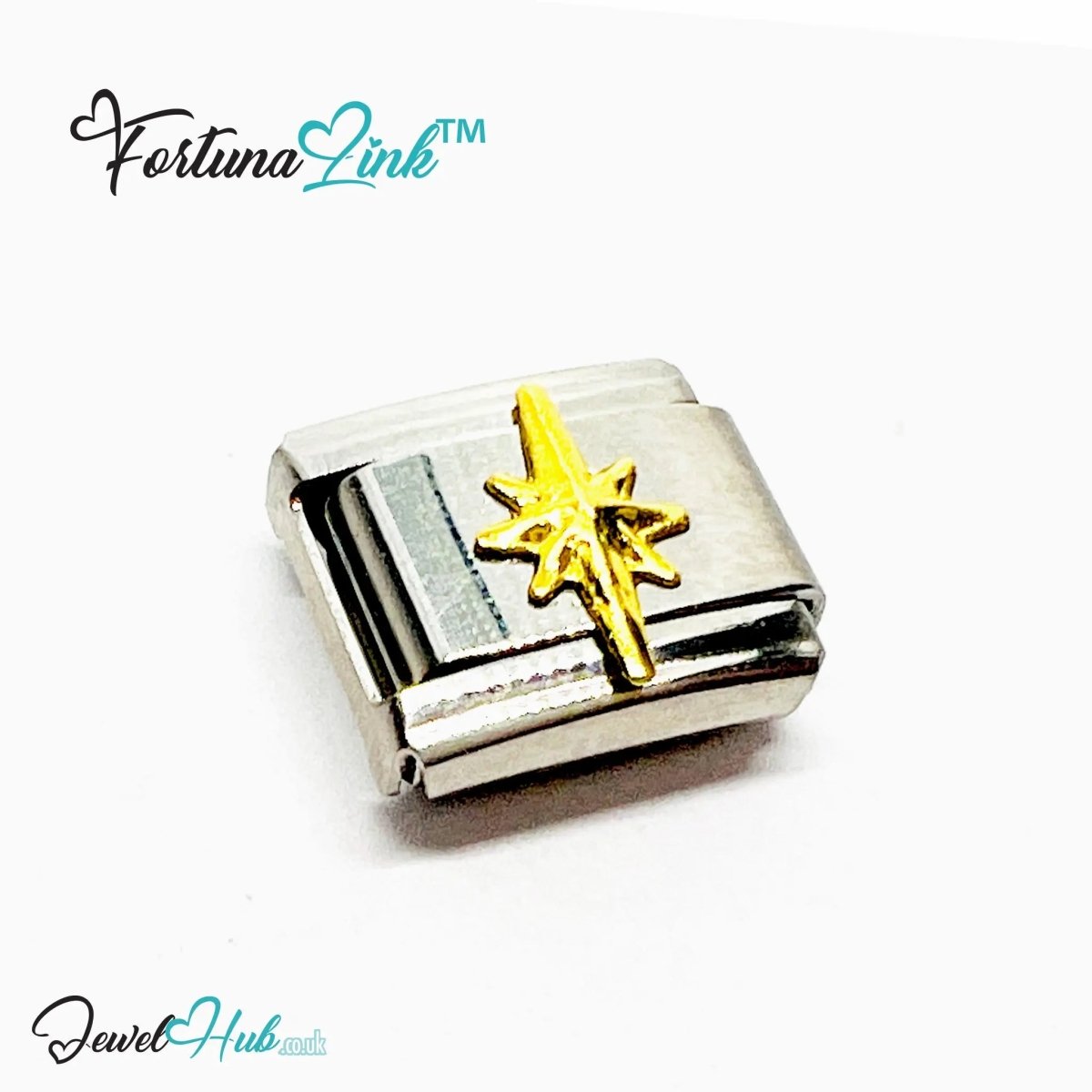 Italian Charm Bracelet (Gold) FortunaLink™ Stainless Steel Designs for Daily Meaning & Modular Style - JewelHub.co.uk