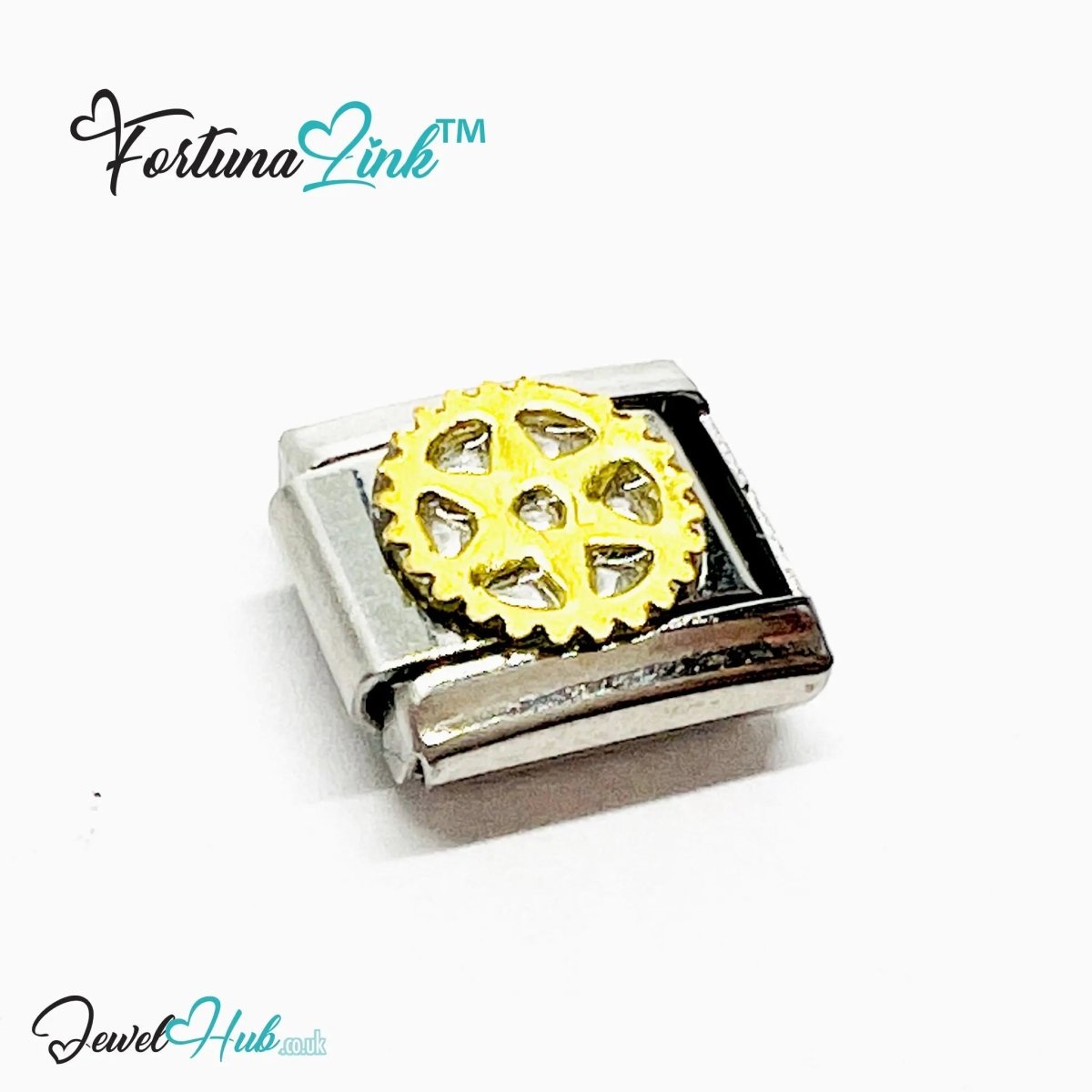 Italian Charm Bracelet (Gold) FortunaLink™ Stainless Steel Designs for Daily Meaning & Modular Style - JewelHub.co.uk