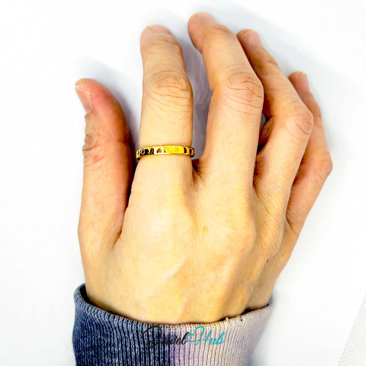 LaceForm Gold - Plated Zinc Ring · Dainty Cutout Band Statement - JewelHub.co.uk