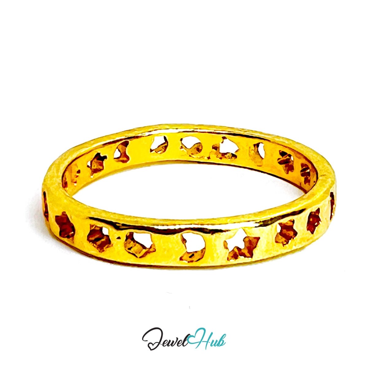 LaceForm Gold - Plated Zinc Ring · Dainty Cutout Band Statement - JewelHub.co.uk