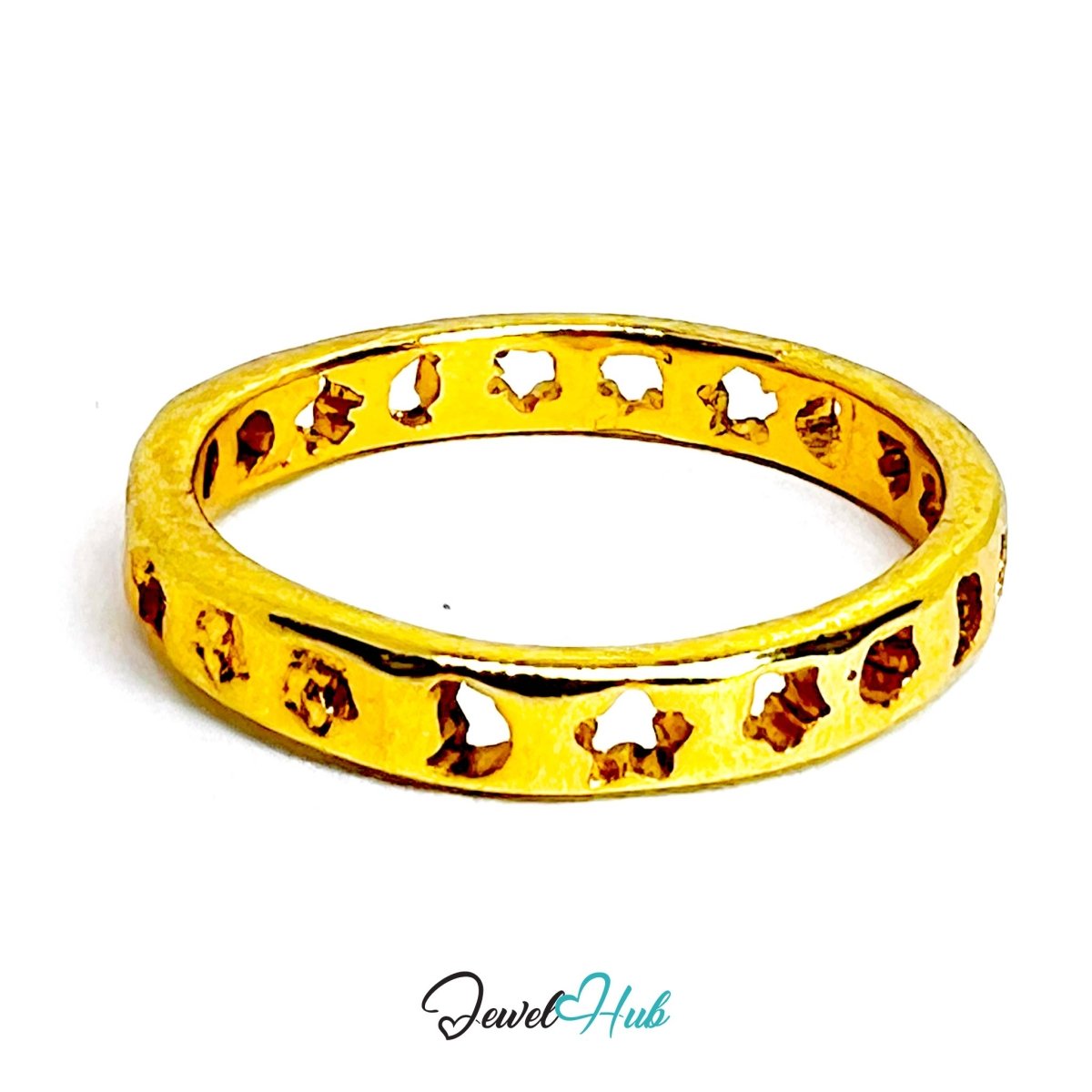 LaceForm Gold - Plated Zinc Ring · Dainty Cutout Band Statement - JewelHub.co.uk