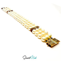 Lattice Pearl Bracelet · 14k Gold Clasp · 66 