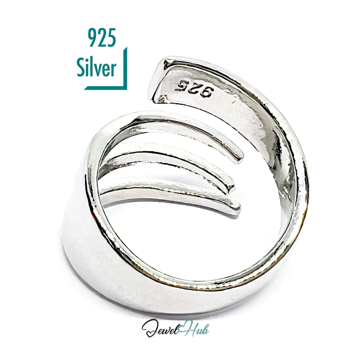Layered Silver Ring | Hallmarked 925 Abstract Multi - Band Design | Sculptural Statement in Sizes K–M - JewelHub.co.uk