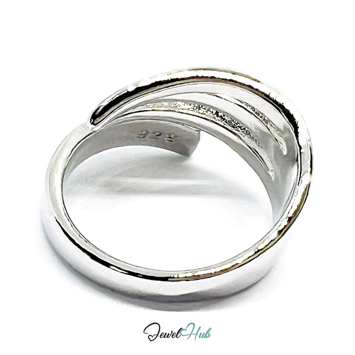 Layered Silver Ring | Hallmarked 925 Abstract Multi - Band Design | Sculptural Statement in Sizes K–M - JewelHub.co.uk