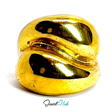 Layered Wave Gold - Plated Ring – Sculptural Motion Statement Two Sizes - JewelHub.co.uk