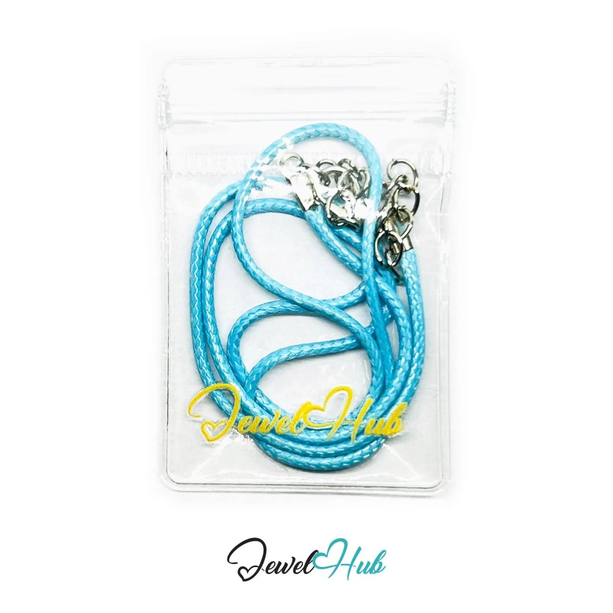 Light Blue Faux Leather Cord Necklace – 40cm Layering Base (Silver Clasp) - JewelHub.co.uk