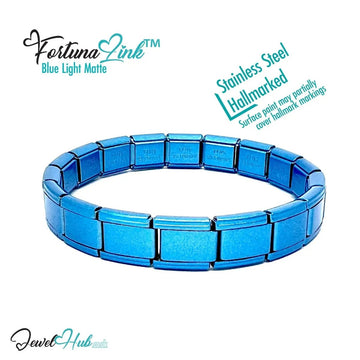 Light Blue Matte Italian bracelet by the FortunaLink™ Tile Collection (18 links) - JewelHub.co.uk