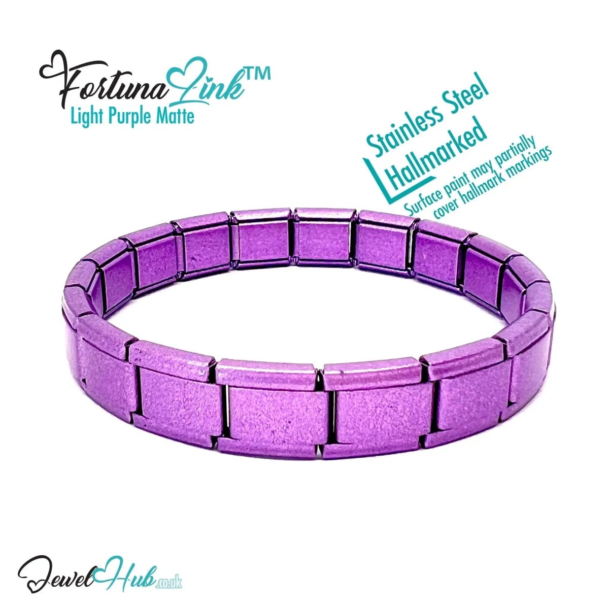 Light Purple Matte Italian bracelet by the FortunaLink™ Tile Collection (18 links) - JewelHub.co.uk