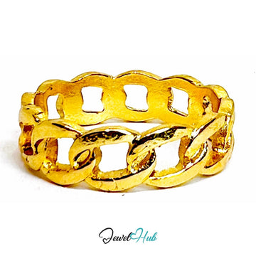 LinkGlow Chain Zinc Alloy Gold Ring · Open Link Band - JewelHub.co.uk