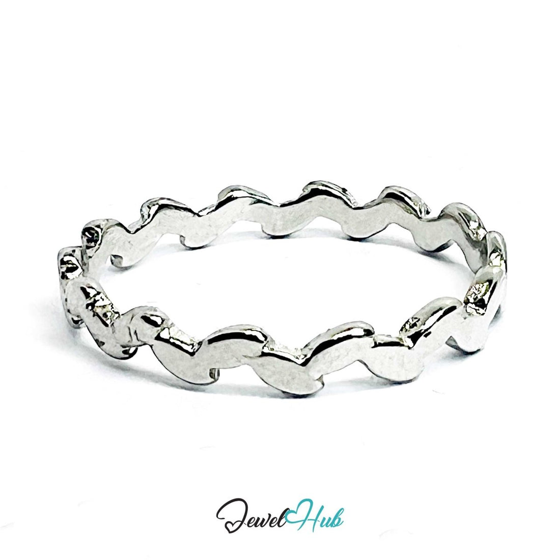 Loop Wrap Ring | Silver‑Tone Zinc Alloy Sculptural Band - JewelHub.co.uk