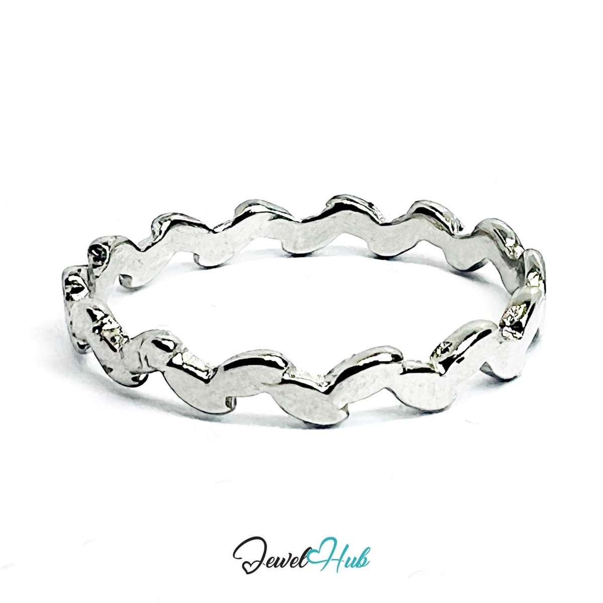 Loop Wrap Ring | Silver‑Tone Zinc Alloy Sculptural Band - JewelHub.co.uk