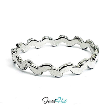 Loop Wrap Ring | Silver‑Tone Zinc Alloy Sculptural Band - JewelHub.co.uk