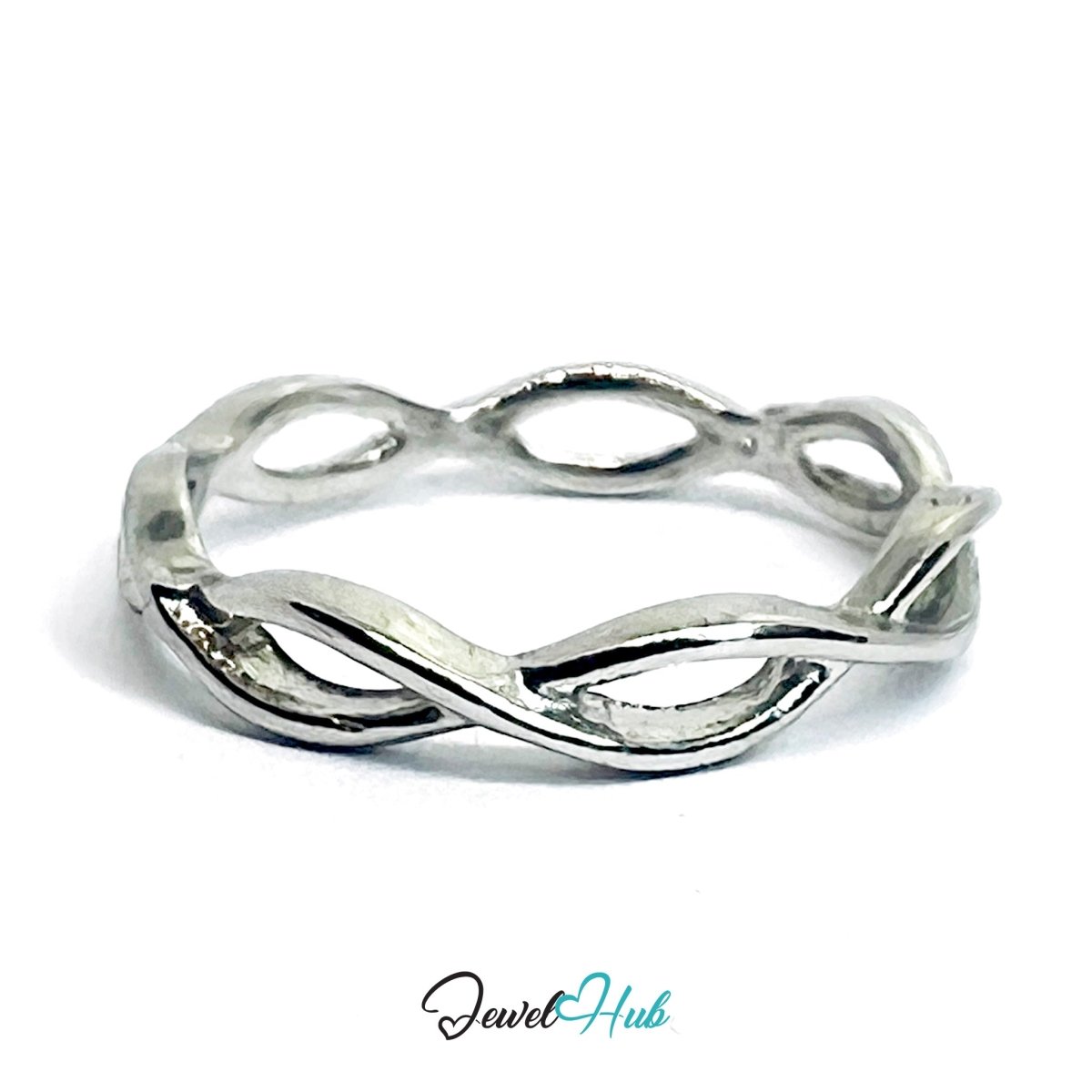 Loop Wrap Ring | Silver‑Tone Zinc Alloy Sculptural Band - JewelHub.co.uk