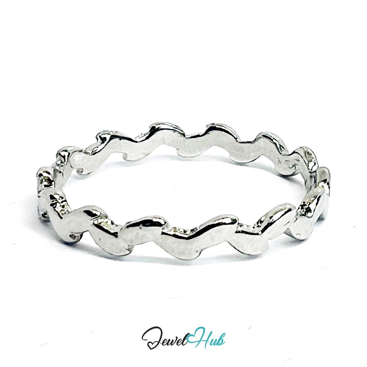 Loop Wrap Ring | Silver‑Tone Zinc Alloy Sculptural Band - JewelHub.co.uk