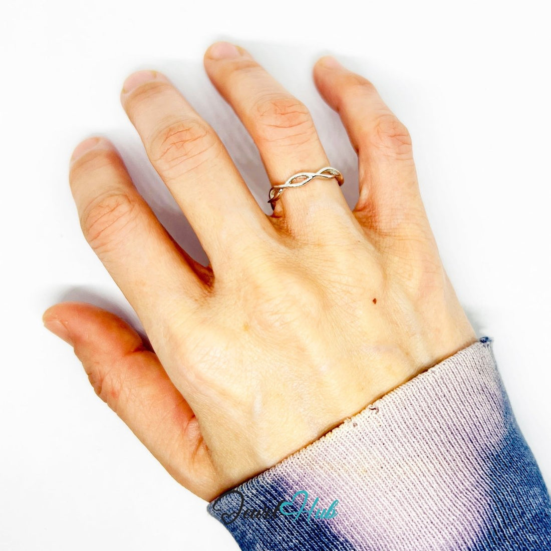 Loop Wrap Ring | Silver‑Tone Zinc Alloy Sculptural Band - JewelHub.co.uk