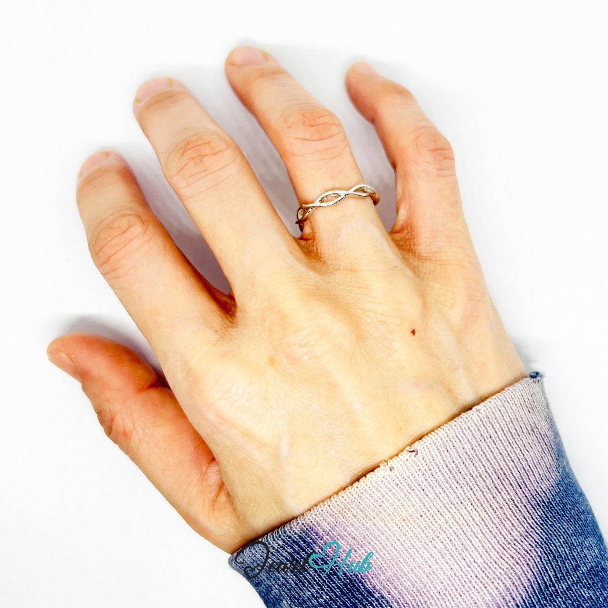 Loop Wrap Ring | Silver‑Tone Zinc Alloy Sculptural Band - JewelHub.co.uk