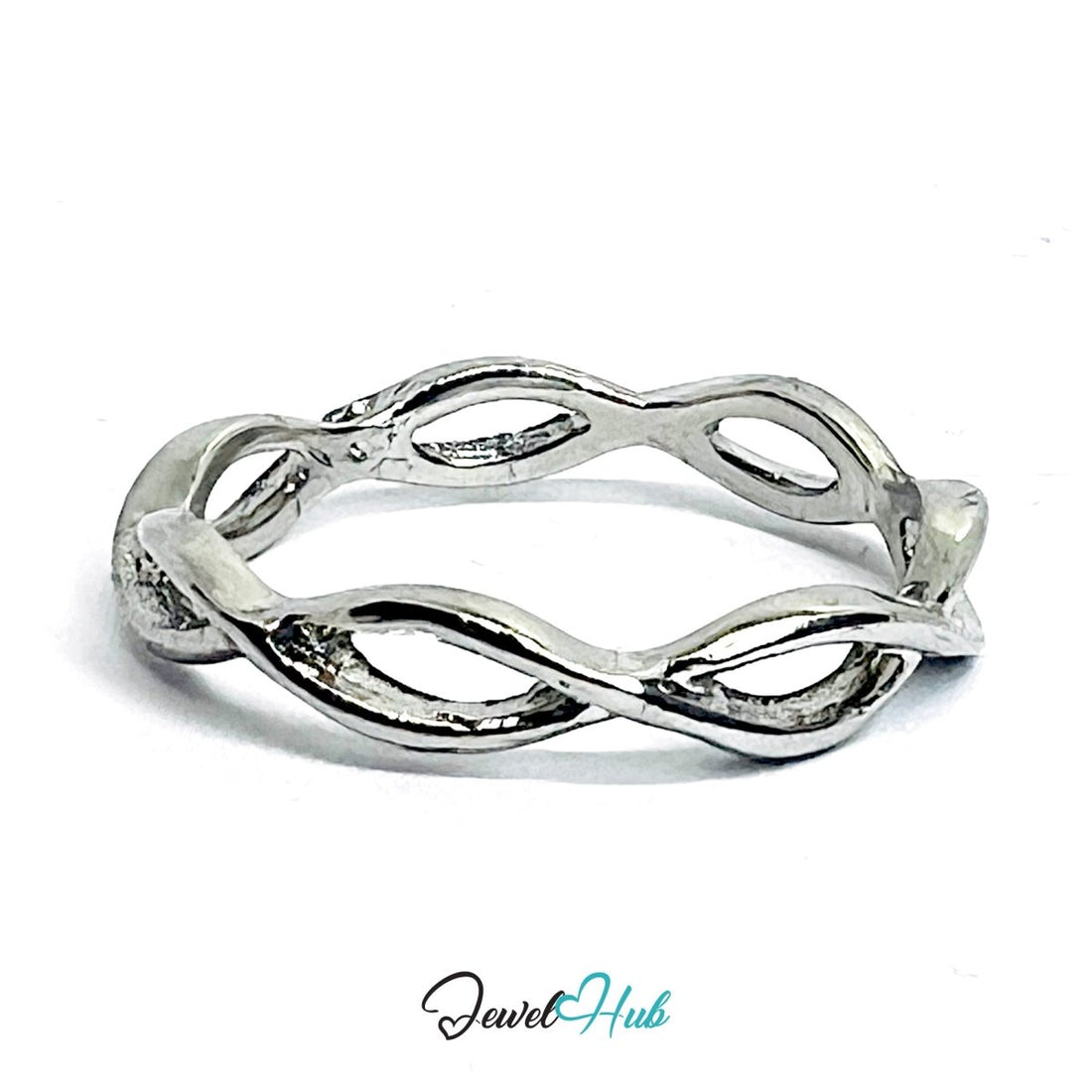 Loop Wrap Ring | Silver‑Tone Zinc Alloy Sculptural Band - JewelHub.co.uk