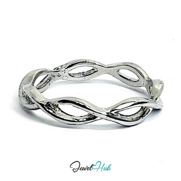Loop Wrap Ring | Silver‑Tone Zinc Alloy Sculptural Band - JewelHub.co.uk