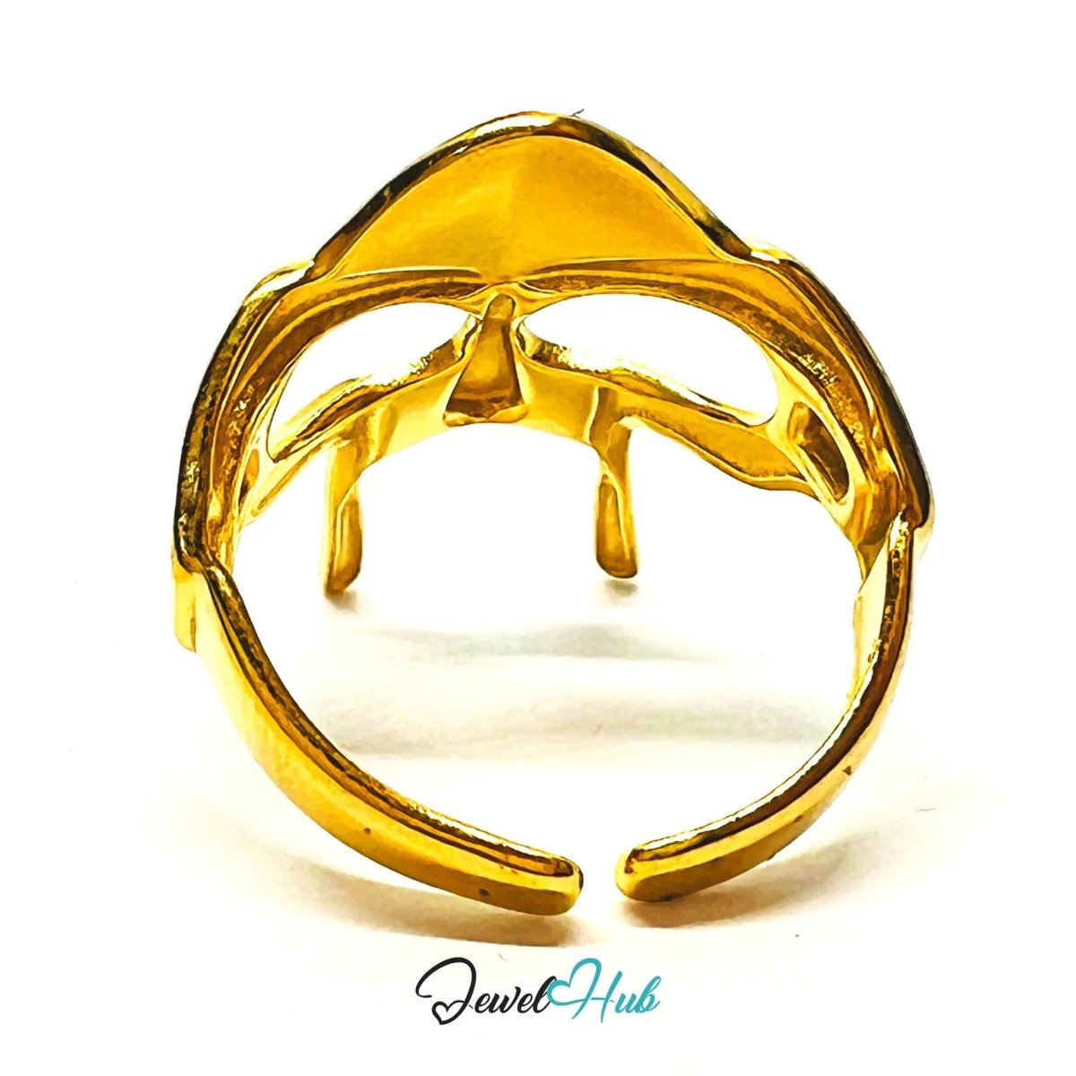 MaskForm Stainless Steel Gold Ring with Adjustable QRS Fit . Mask Expressiveness - JewelHub.co.uk