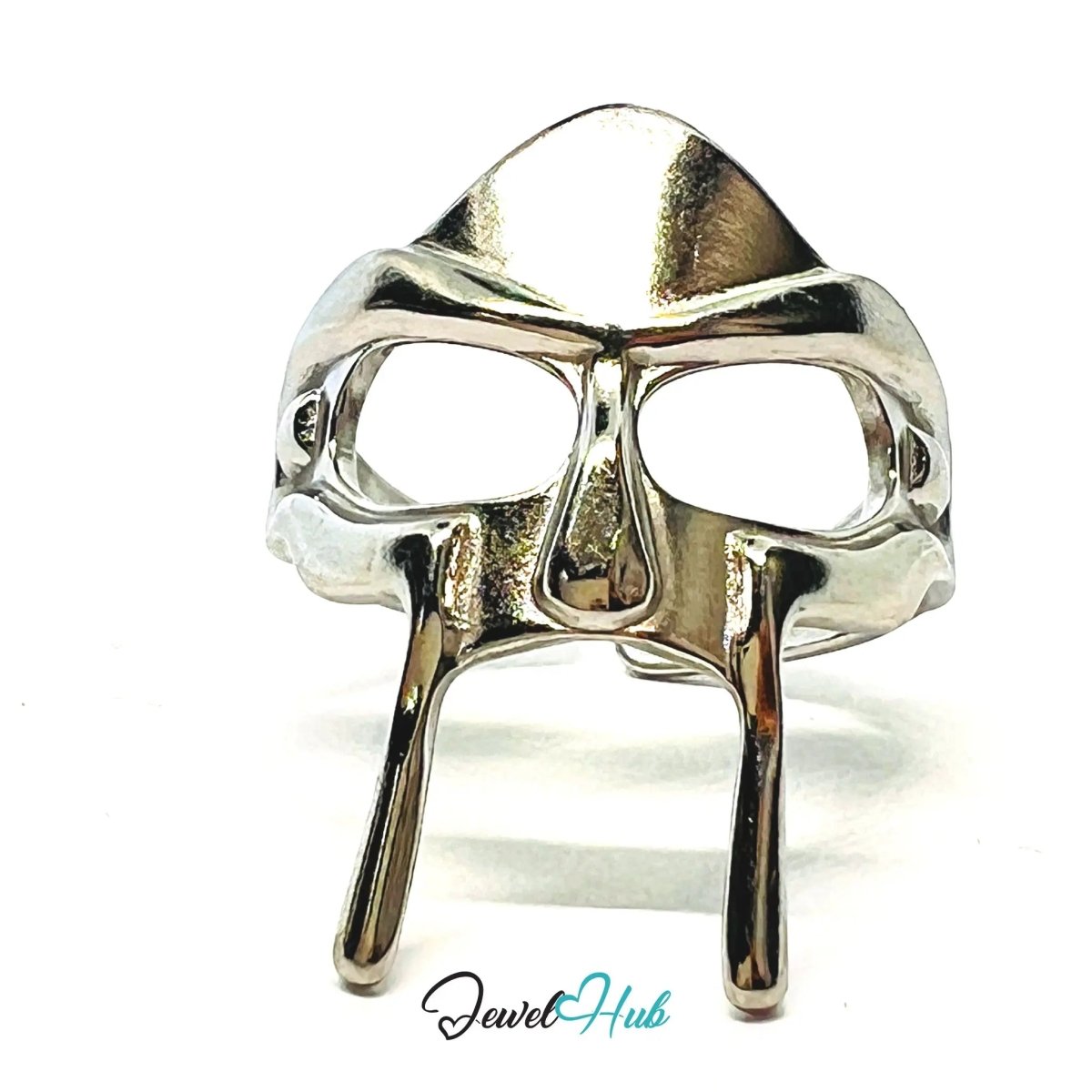 MaskForm Stainless Steel Silver Ring with Adjustable QRS Fit . Hide behind the Mask - JewelHub.co.uk