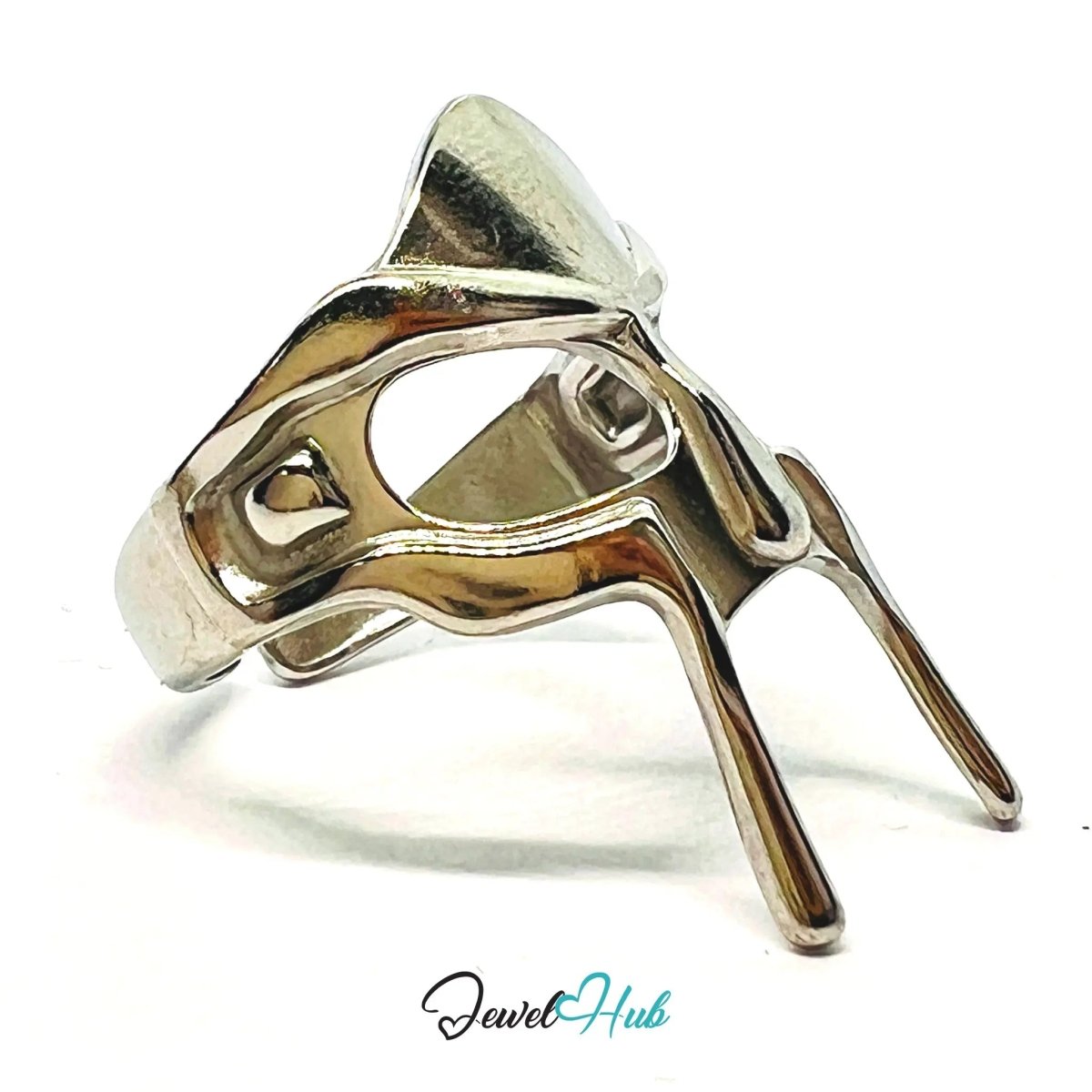 MaskForm Stainless Steel Silver Ring with Adjustable QRS Fit . Hide behind the Mask - JewelHub.co.uk
