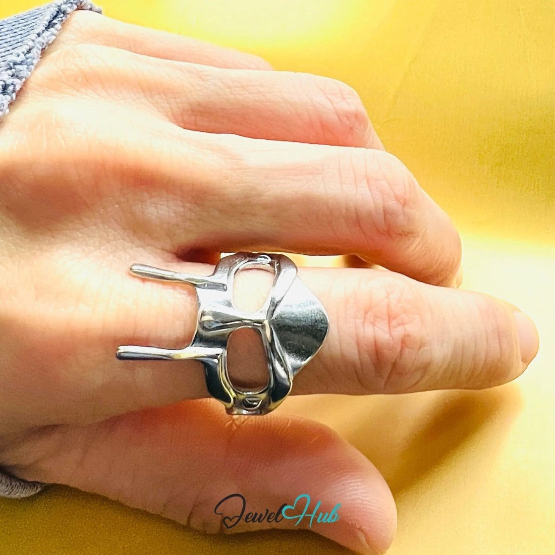 MaskForm Stainless Steel Silver Ring with Adjustable QRS Fit . Hide behind the Mask - JewelHub.co.uk