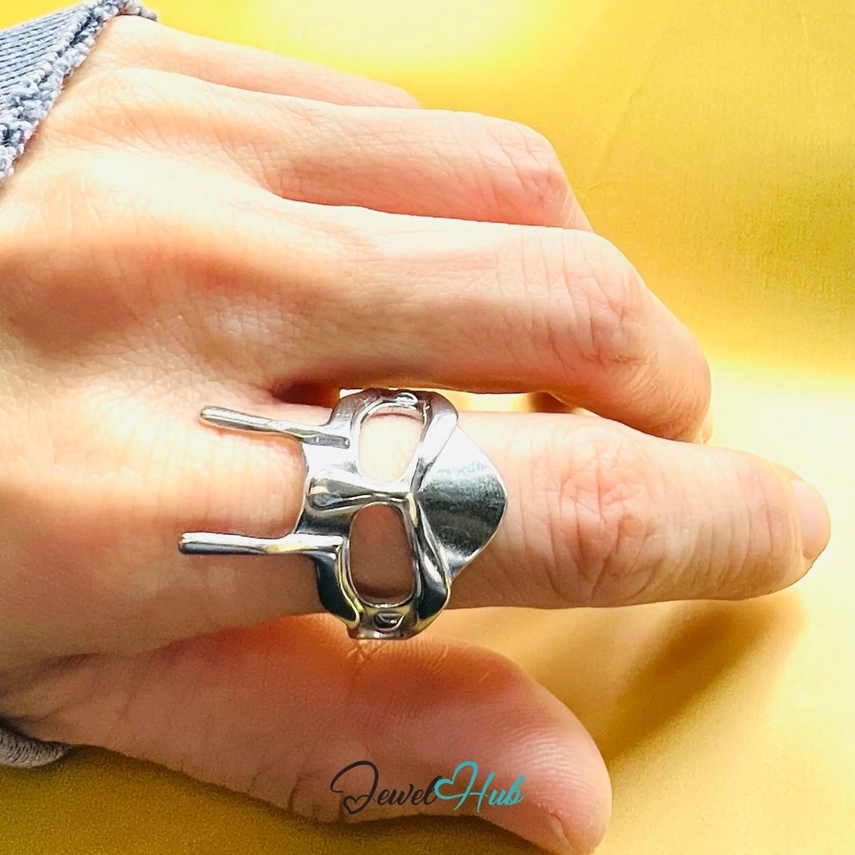 MaskForm Stainless Steel Silver Ring with Adjustable QRS Fit . Hide behind the Mask - JewelHub.co.uk