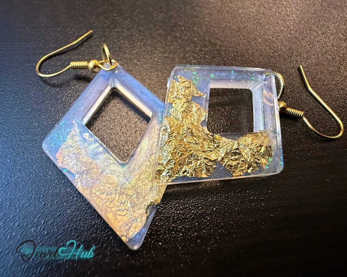 Milky Glow Golden Frost Glitter Resin Kite - shape Earrings - JewelHub.co.uk