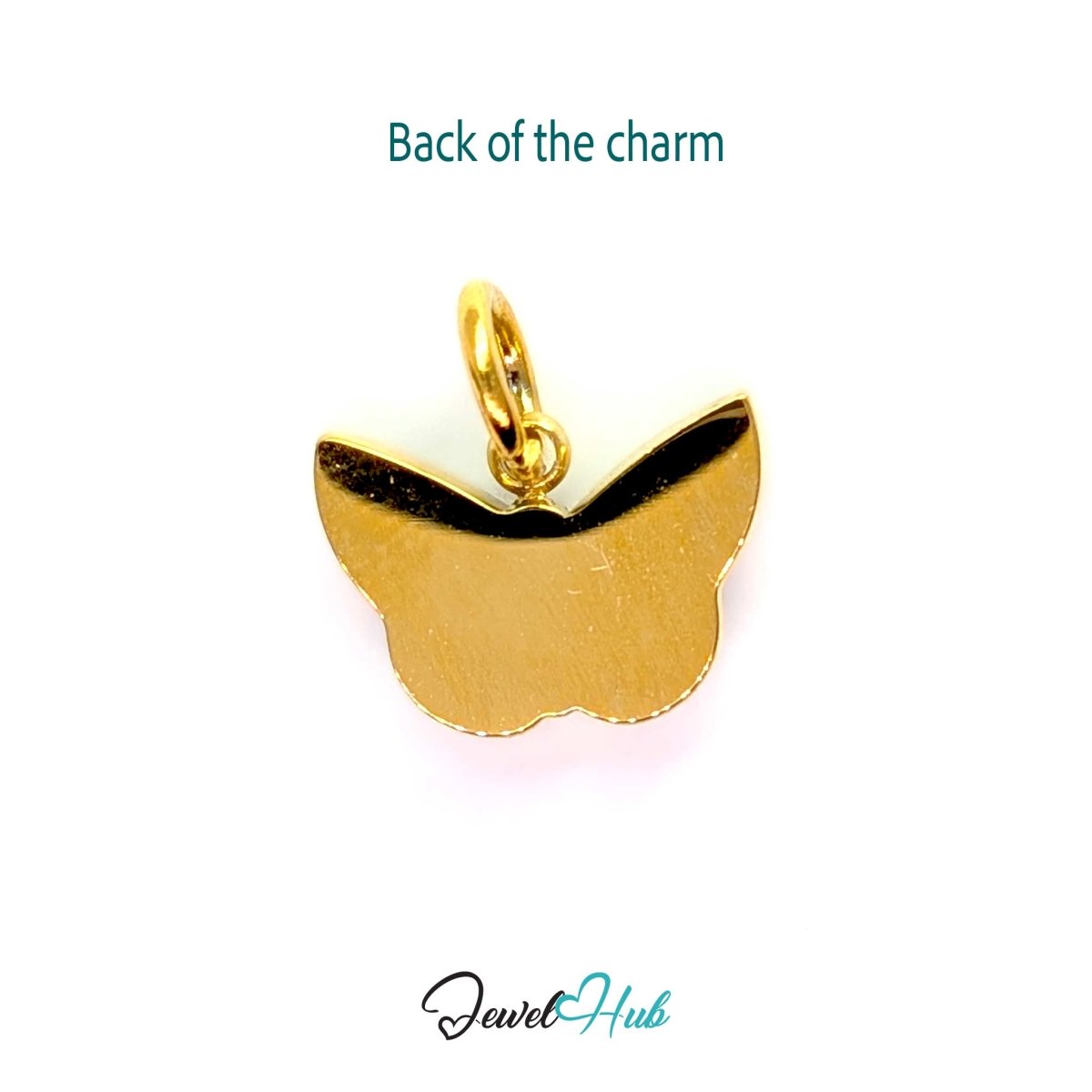 Mini Butterfly Charm - Gold Stainless Steel Pearl Enamel - 13.1x9.6mm