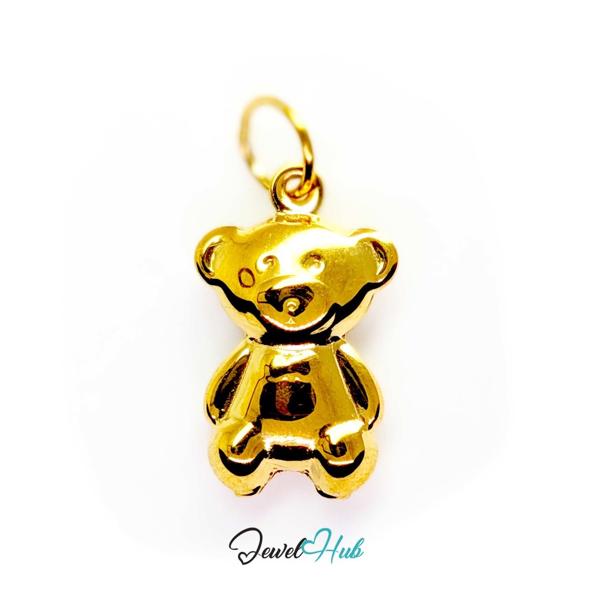 Mini Classic Bear charm in gold-tone stainless steel with a slim plain polished body - JewelHub