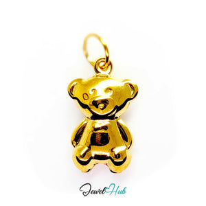 Mini Classic Bear charm in gold-tone stainless steel with a slim plain polished body - JewelHub