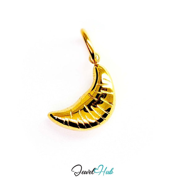 Mini croissant charm in gold stainless steel - front view - JewelHub